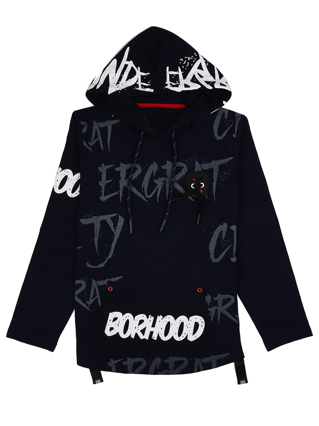 

V-Mart Boys Blue Typography Printed Hooded T-shirt