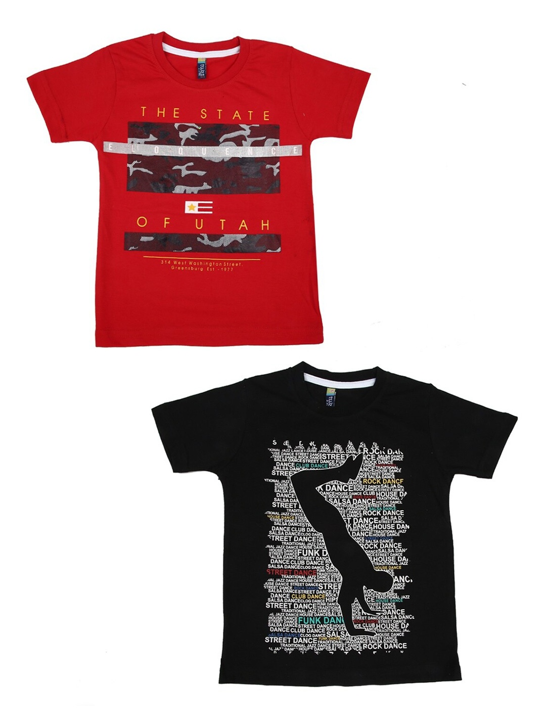 

V-Mart Boys Pack Of 2 Printed T-shirts, Black