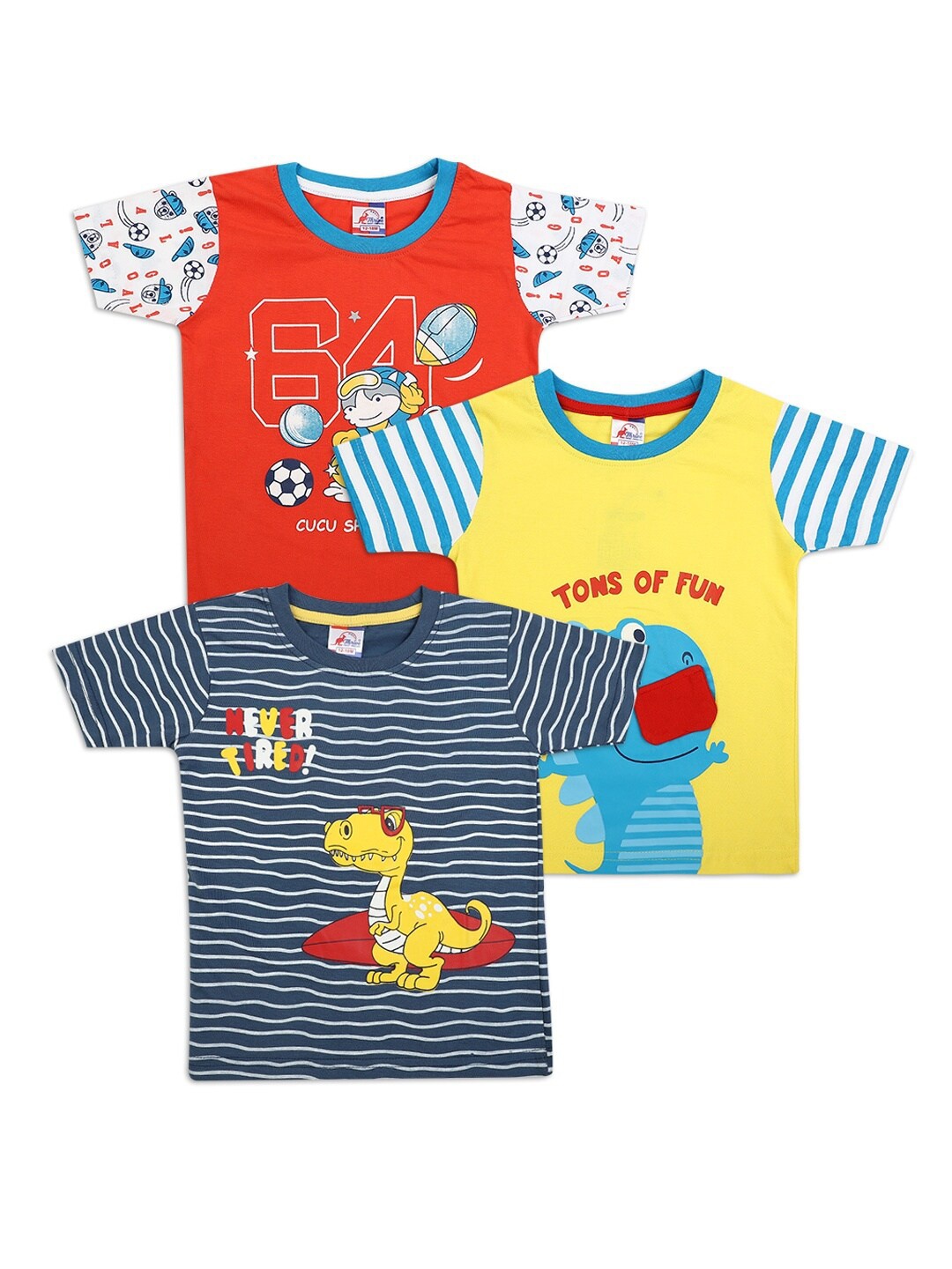 

V-Mart Girls Multicoloured Set Of 3 Printed T-shirt, Multi