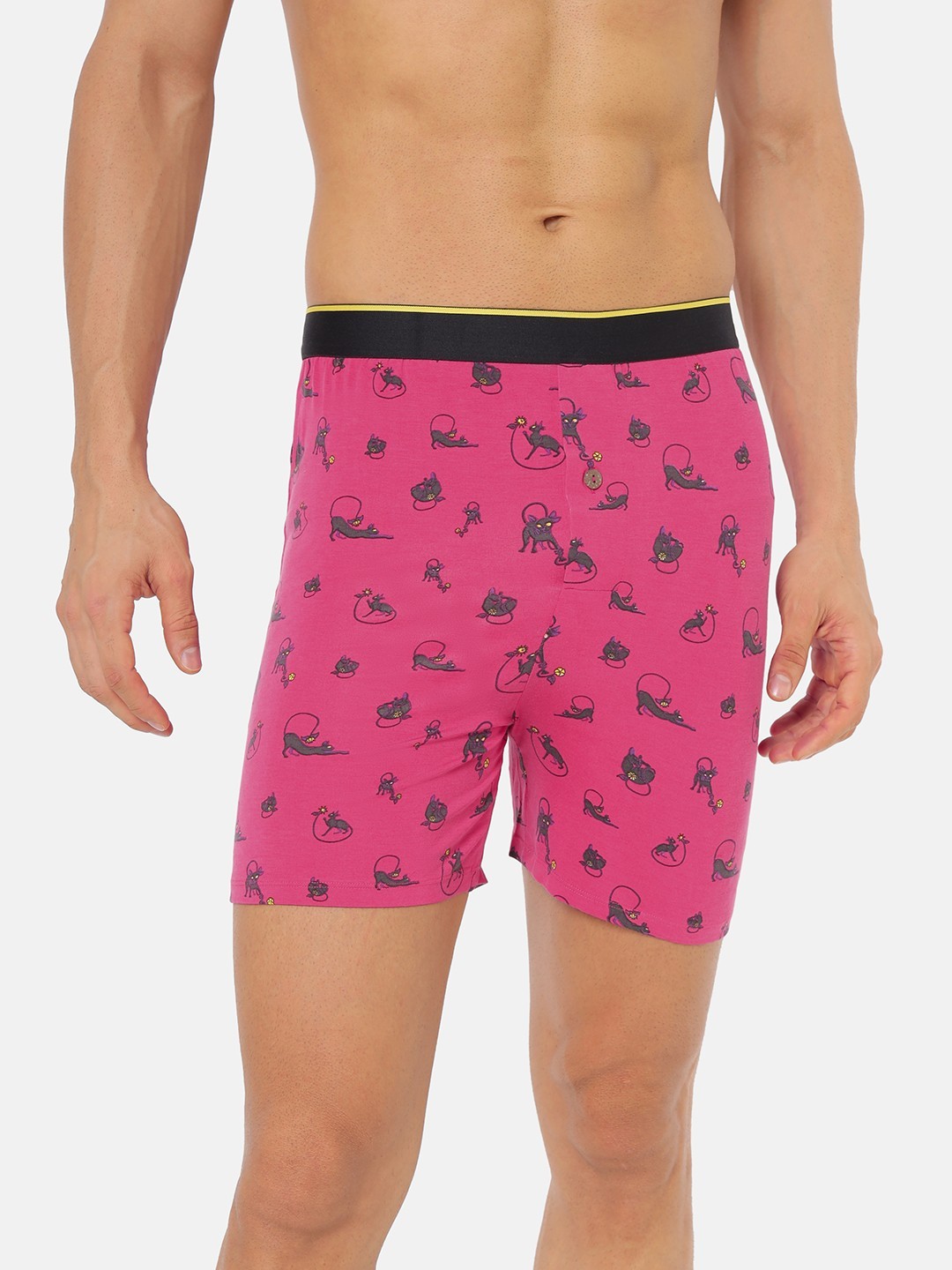 

bummer Men Micro Modal Printed Undercats Boxers, Pink