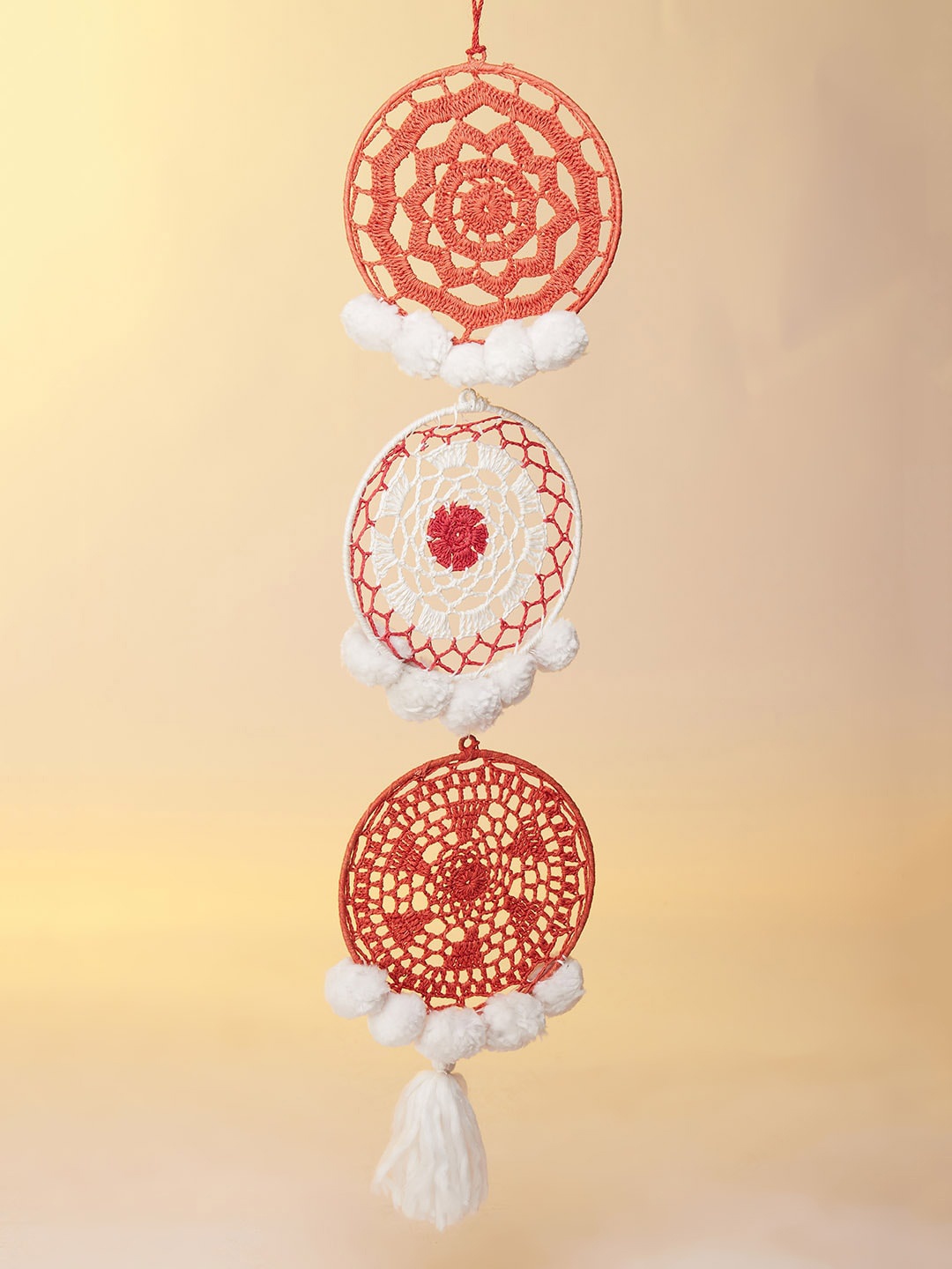 

The Wishing Chair Red & White Crochet 3 Tier Dream Catcher