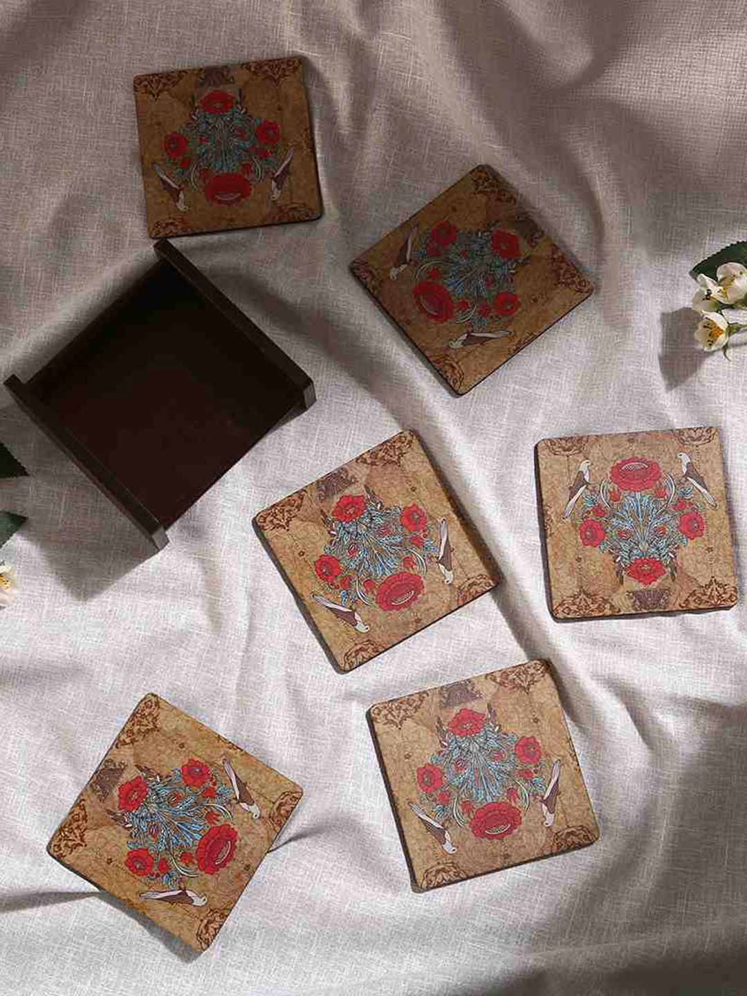 

Wonderchef Casablanca Set of 6 Brown Damask Motif Coasters