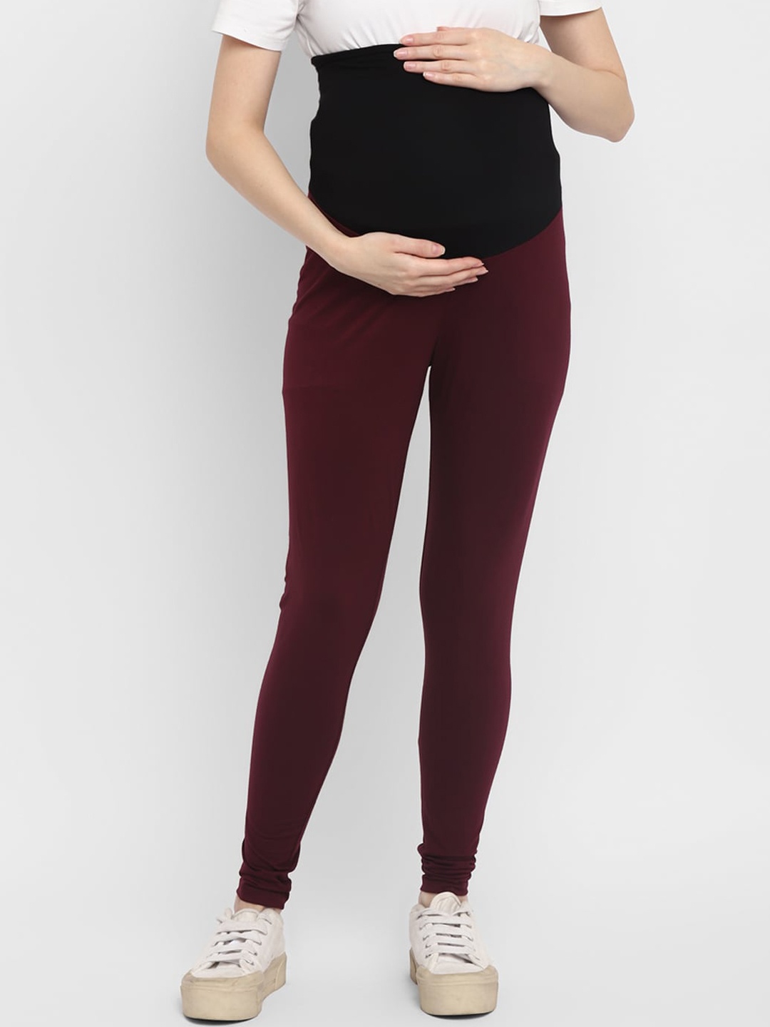 

Momsoon Maternity Maroon Solid Ankle Length Leggings
