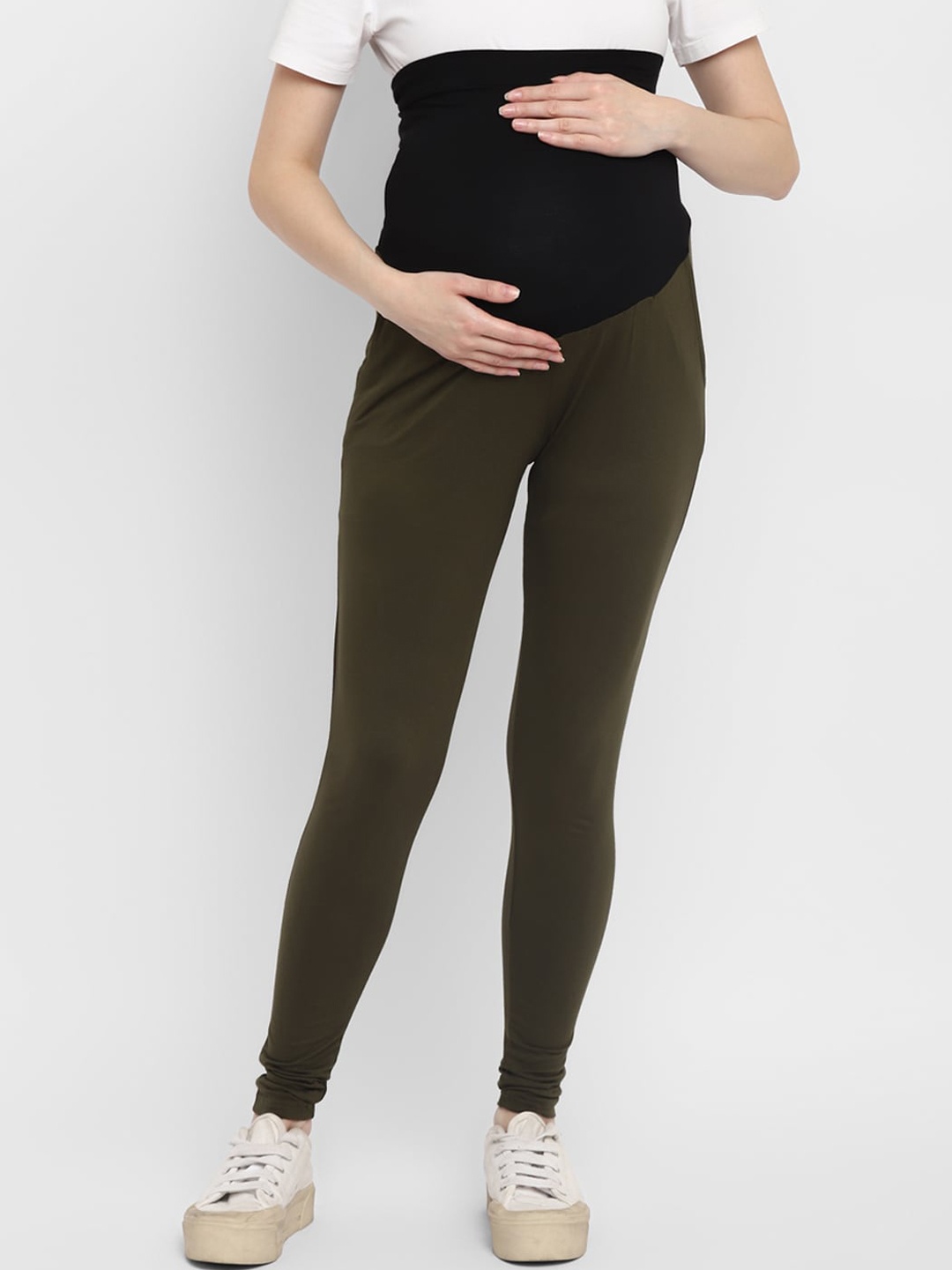 

Momsoon Maternity Women Olive Solid Ankle-Length Maternity Leggings