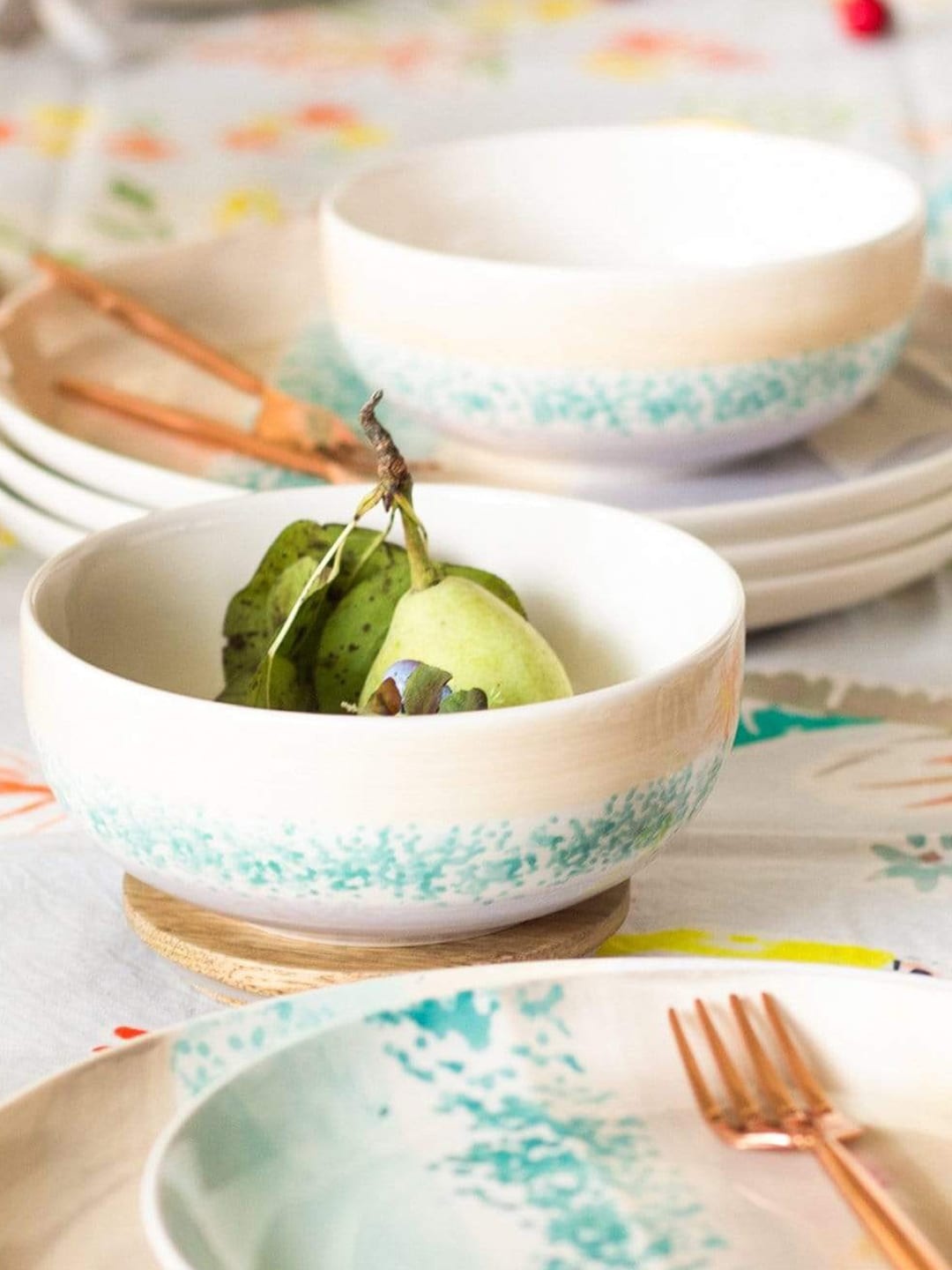 

The Wishing Chair 2 Pieces Blue & White Printed Stoneware Glossy Bowl Set