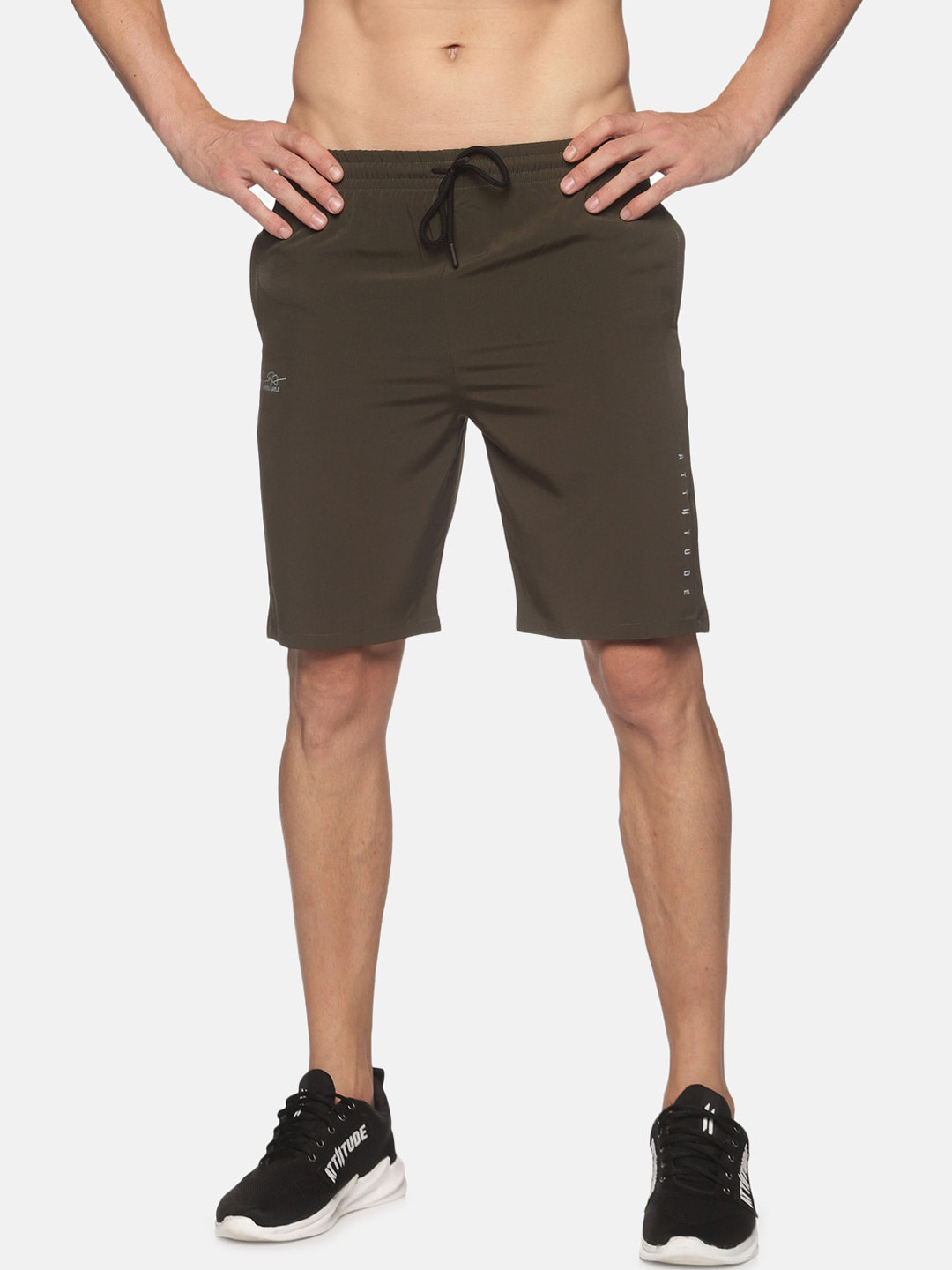 

ATTIITUDE Men Olive Green Low-Rise Rapid-Dry Slim Fit Sports Shorts