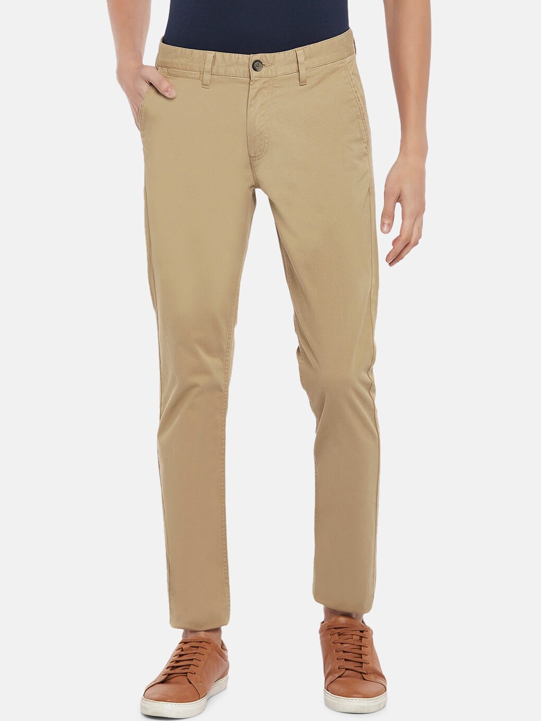 

BYFORD by Pantaloons Men Khaki Ultra Slim Fit Low-Rise Chinos Trousers