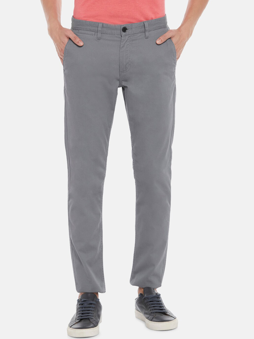

BYFORD by Pantaloons Men Grey Ultra Slim Fit Low-Rise Trousers