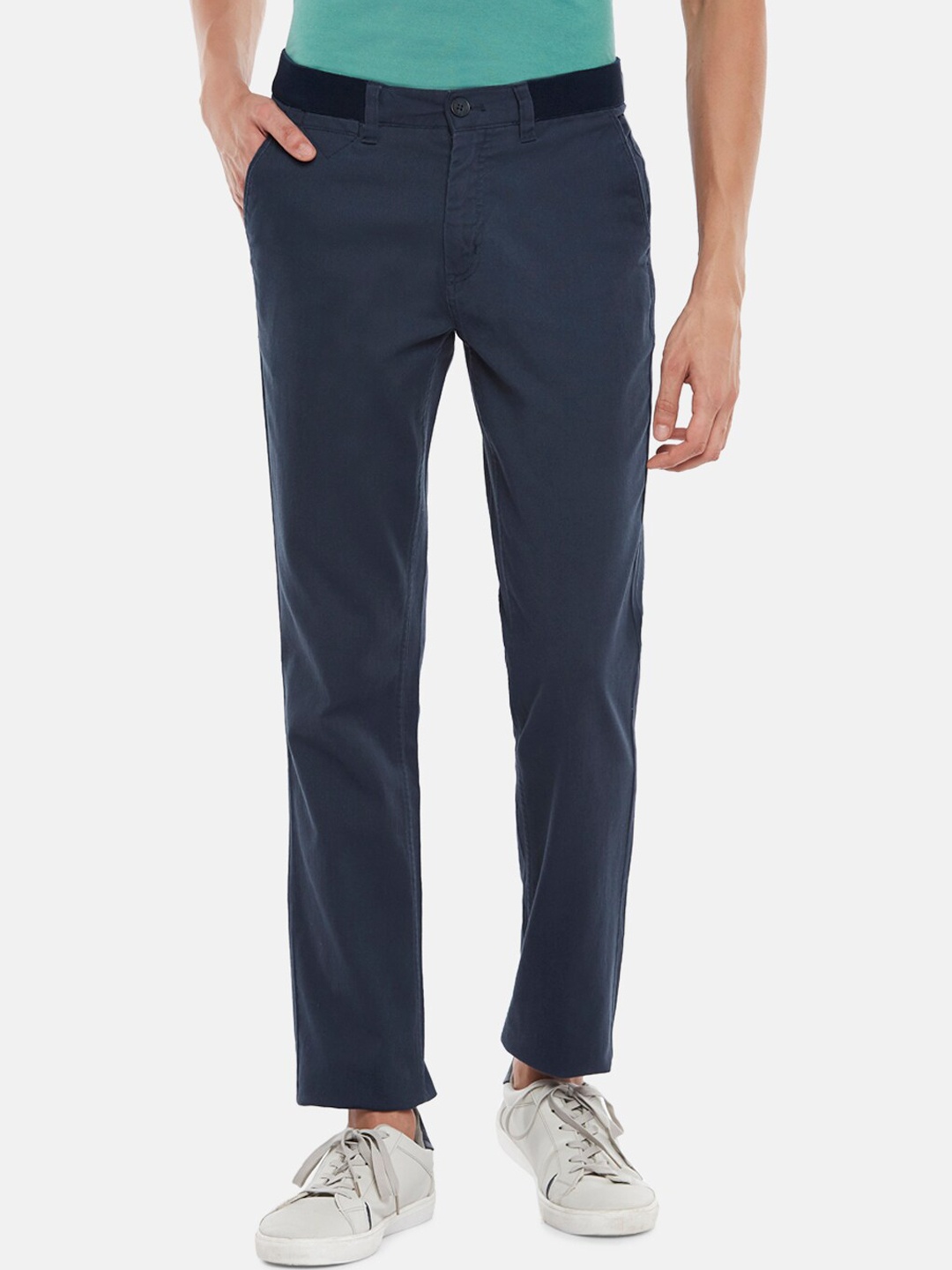 

BYFORD by Pantaloons Men Navy Blue Slim Fit Trousers