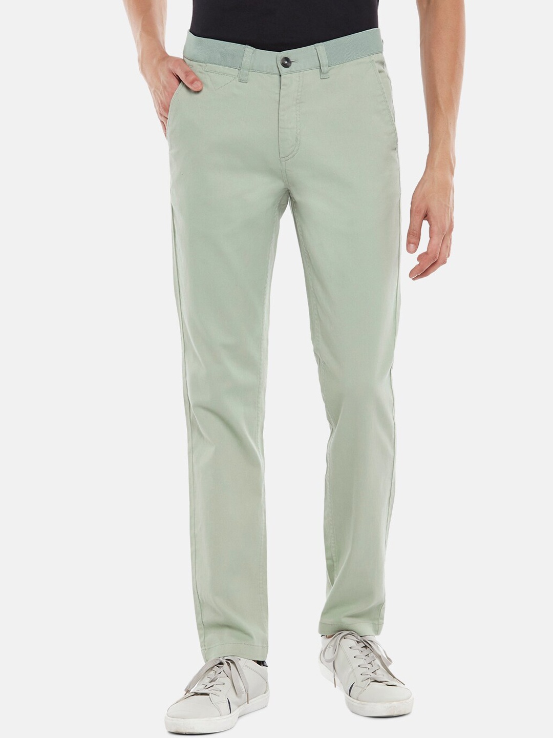 

BYFORD by Pantaloons Men Green Slim Fit Trousers