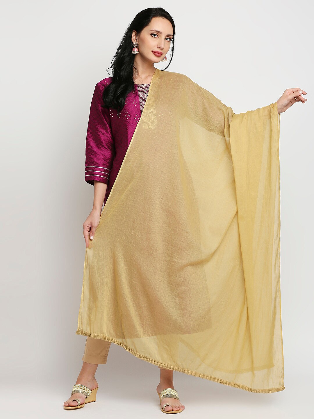 

Dupatta Bazaar Khaki Pure Cotton Dupatta