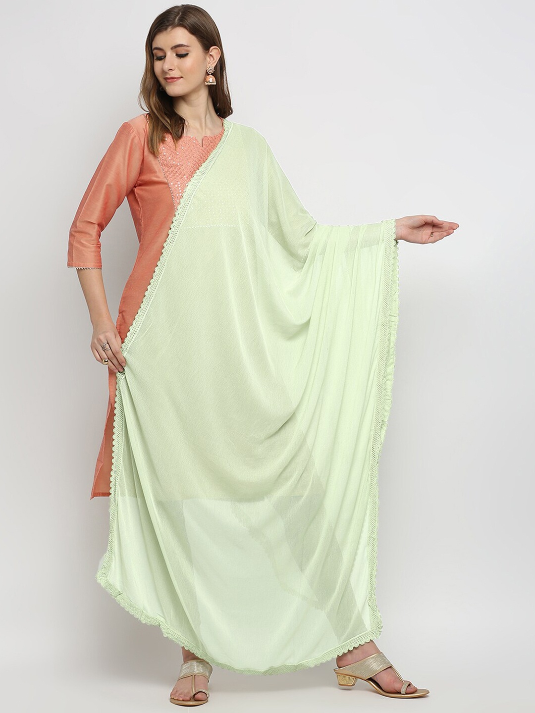 

Dupatta Bazaar Green Solid Dupatta