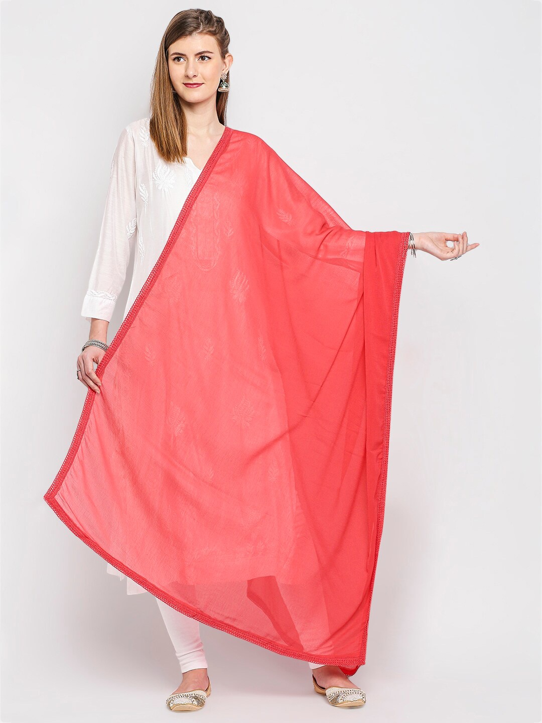 

Dupatta Bazaar Coral Solid Dupatta