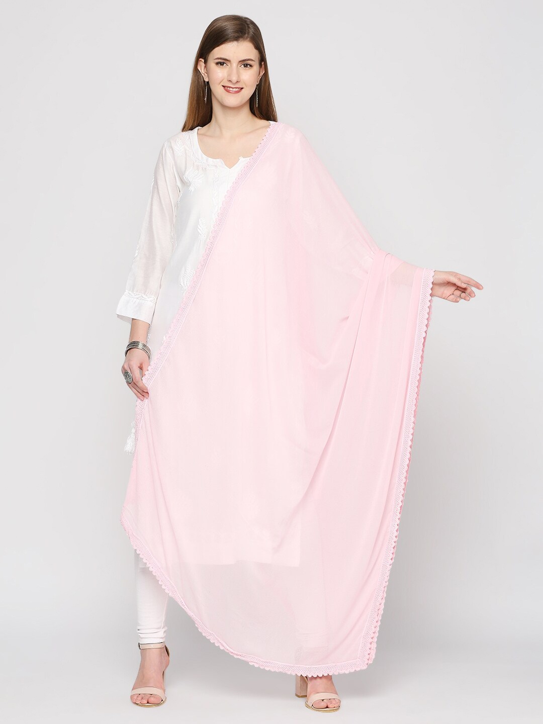 

Dupatta Bazaar Pink Chiffon Dupatta