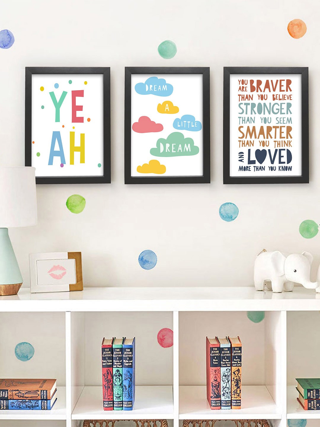 

TIED RIBBONS Set of 3 White & Blue Printed Wall Art