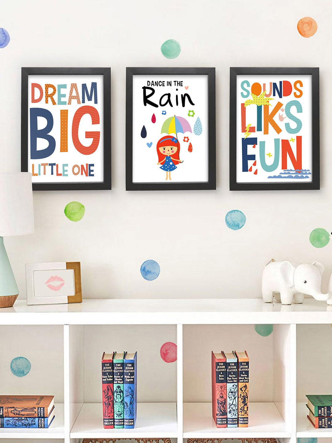

TIED RIBBONS Set of 3 White & Red Quotes Printed Poster Framed Wall Art