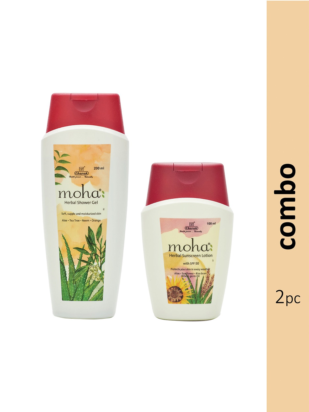 

moha Set of Herbal Shower Gel 200ml & Herbal Sunscreen Lotion 100ml, White