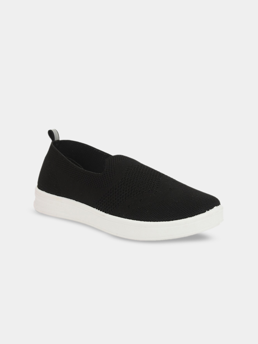 

Aqualite Women Black Woven Design Slip-On Sneakers