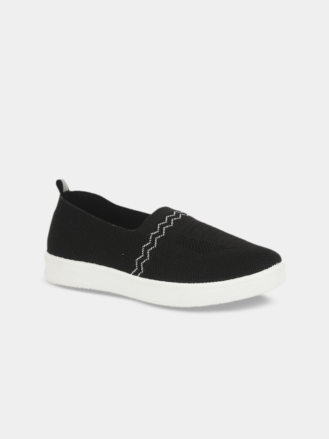 

Aqualite Women Black Woven Design Slip-On Sneakers
