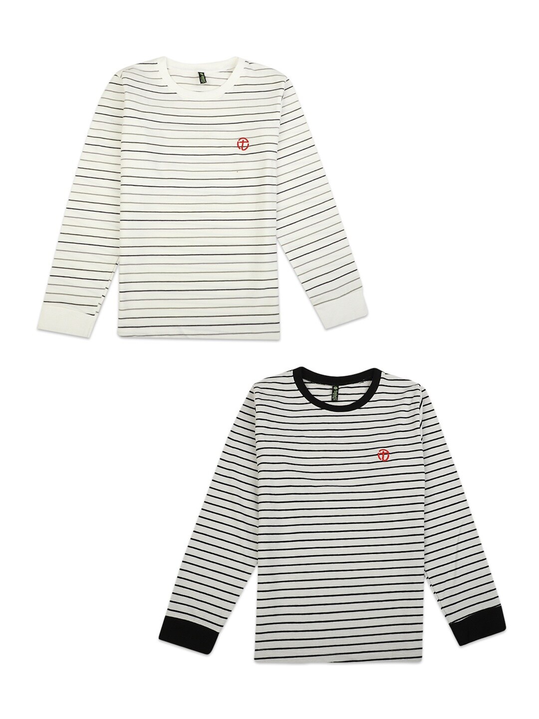 

V-Mart Boys Pack Of 2 Grey & Black Striped T-shirts