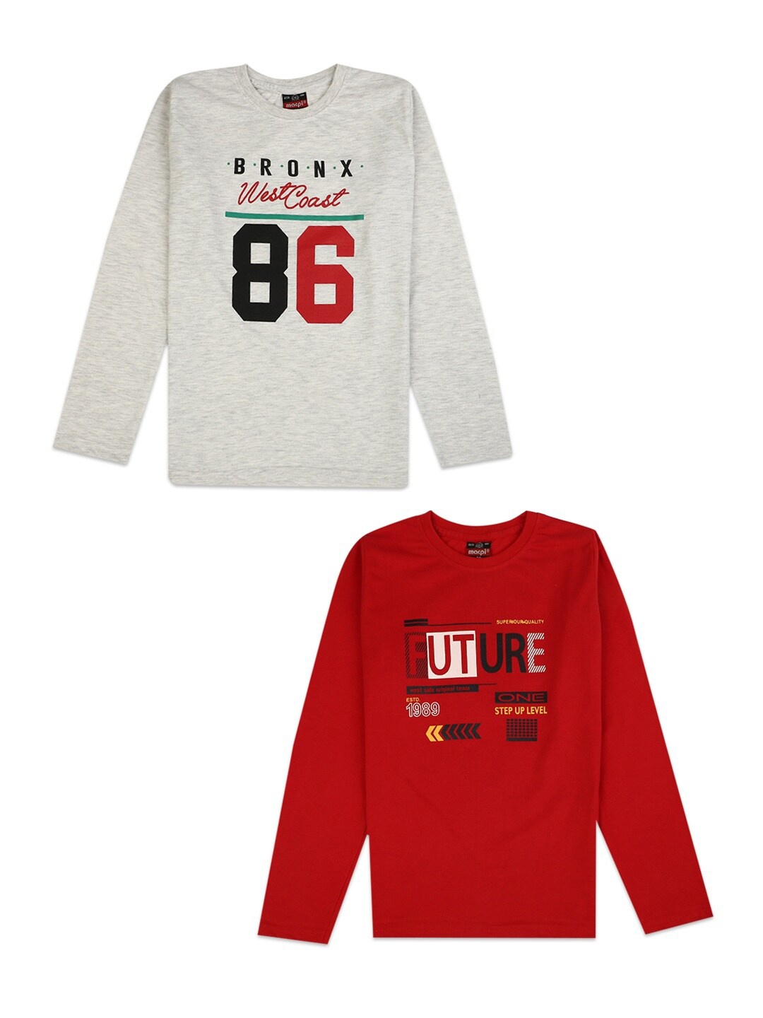 

V-Mart Boys Set Of 2 Typography Printed T-shirts, Grey