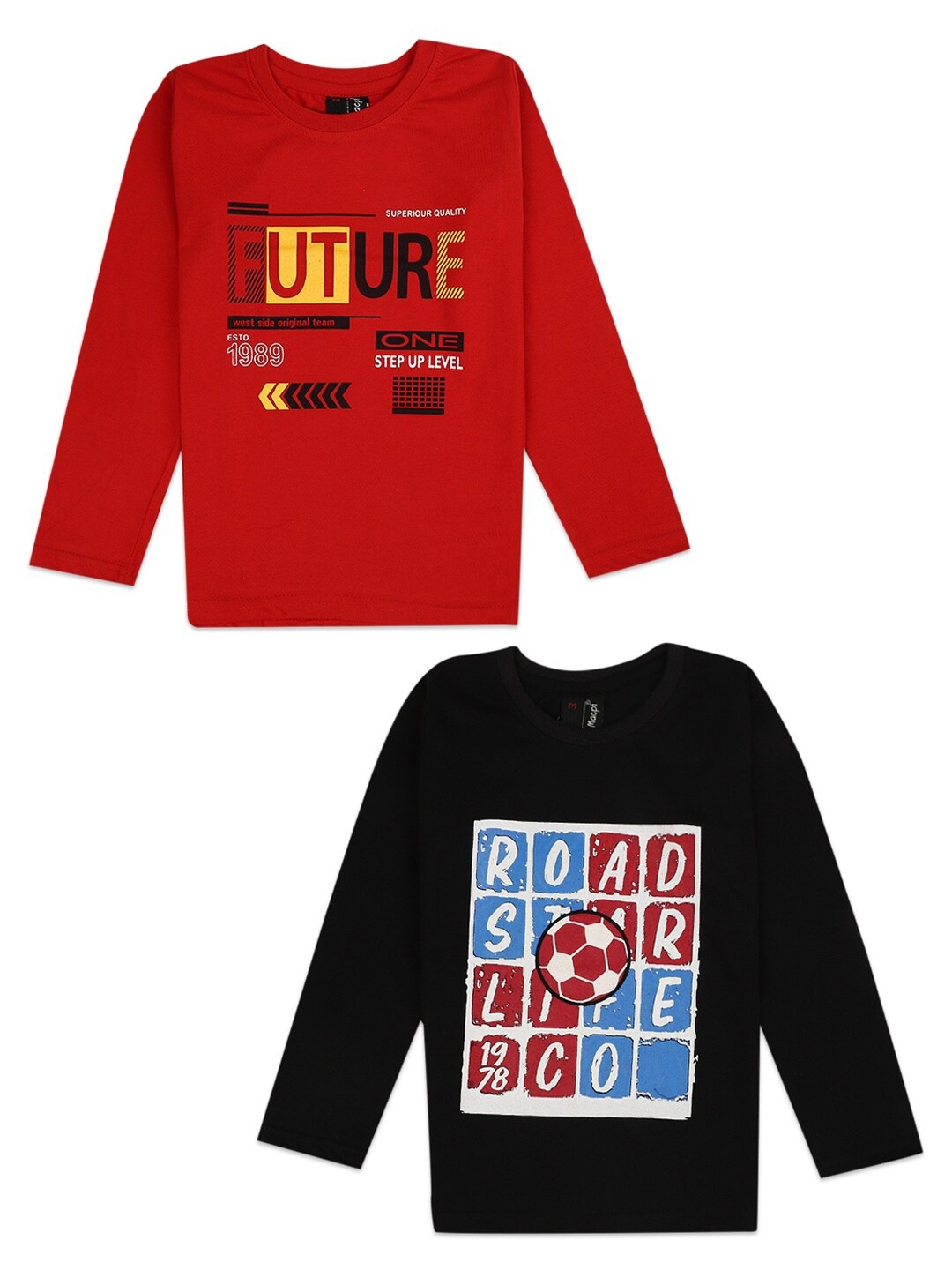 

V-Mart Pack of 2 Boys Black & Red Typography Printed T-shirt