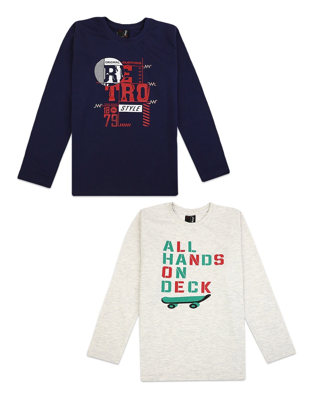 

V-Mart Boys Pack Of 2 Cotton T-shirts, Navy blue