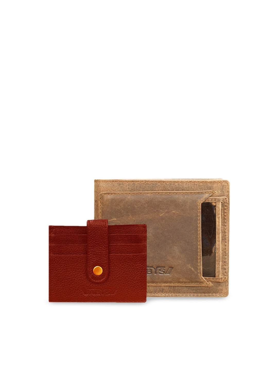 

ABYS Men Tan Brown & Red Solid Genuine Leather Accessory Gift Set