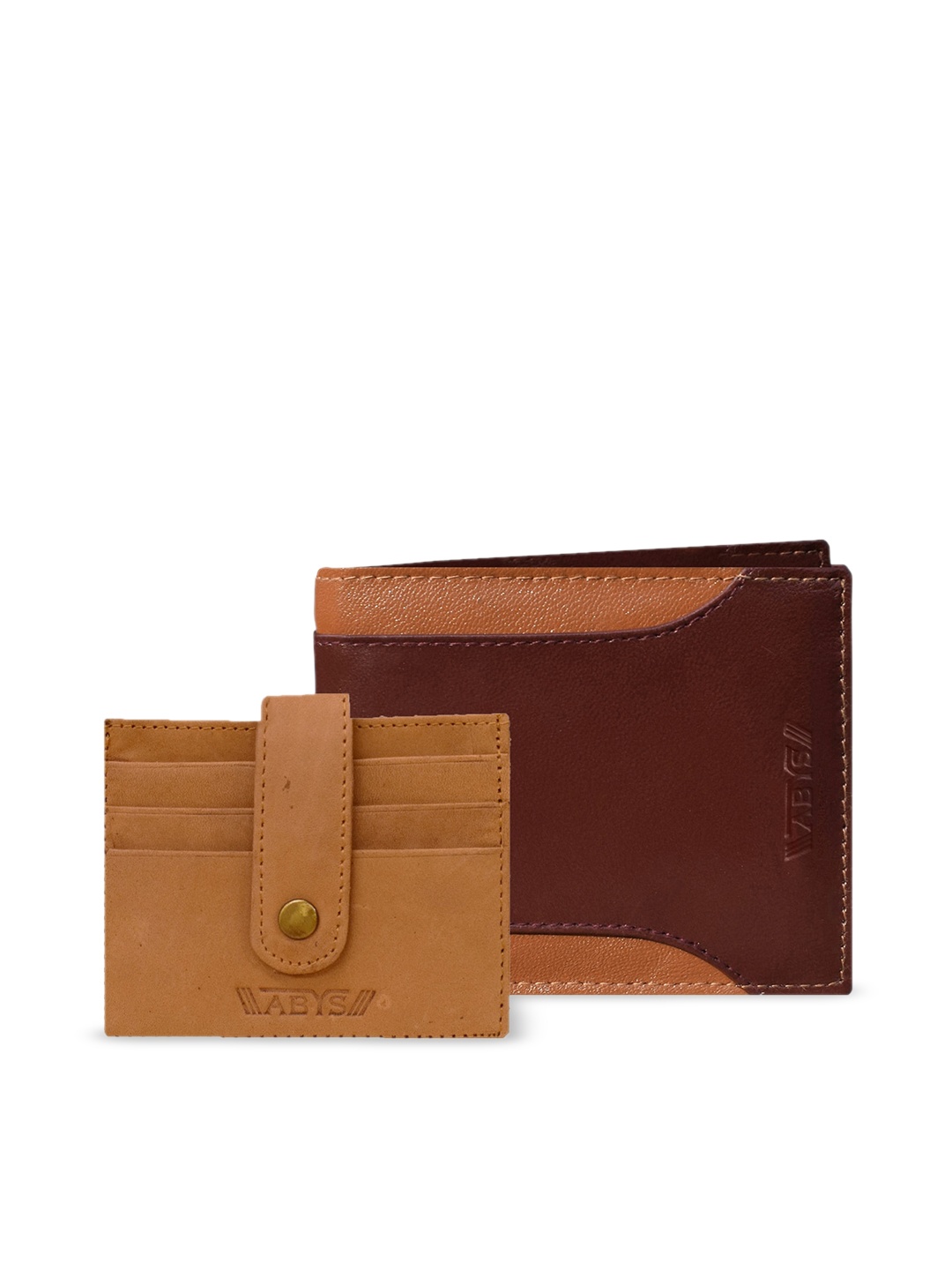 

ABYS Men Brown & Tan Genuine Leather Accessory Gift Set