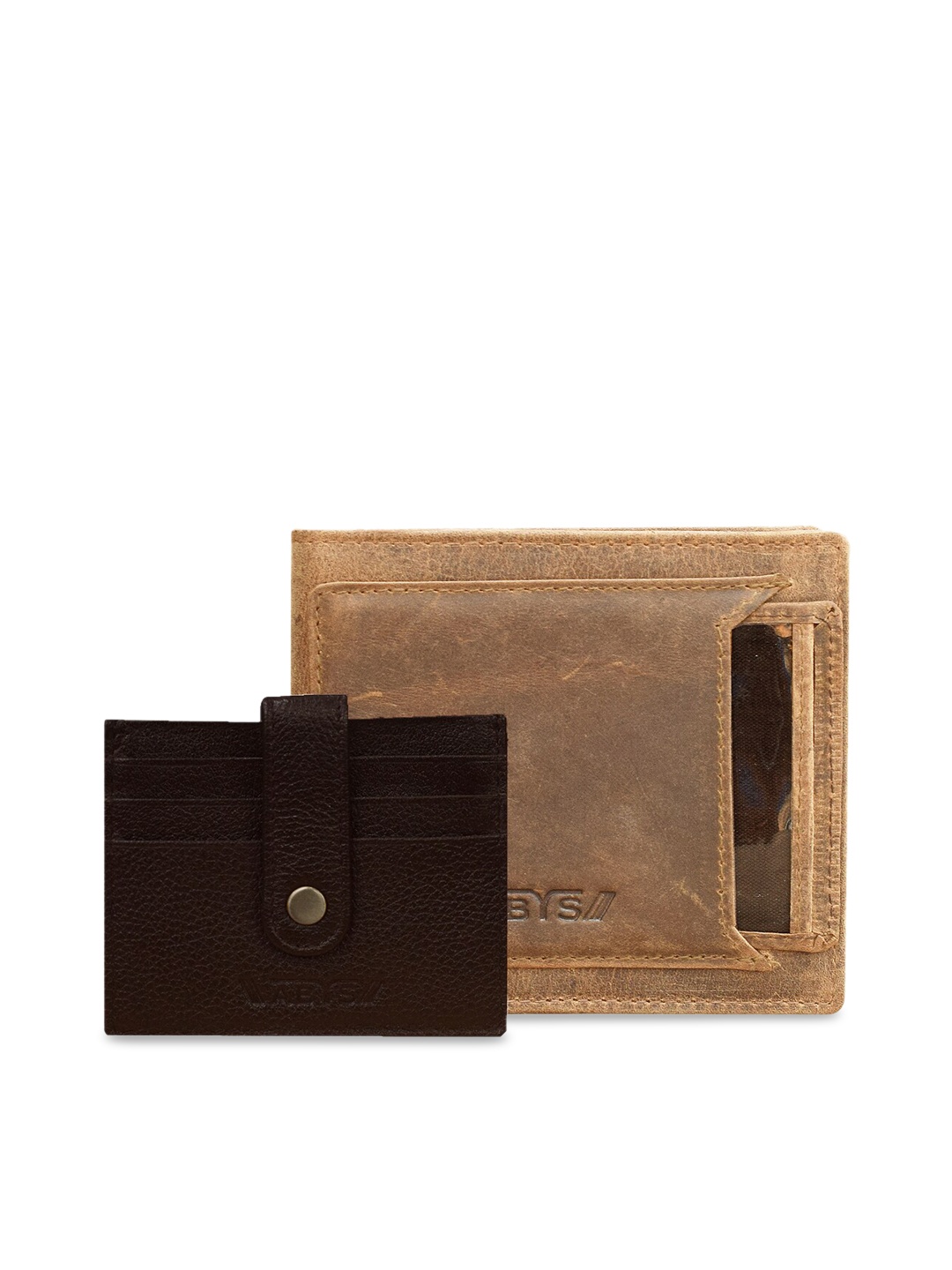 

ABYS Men Tan & Brown Solid Genuine Leather Wallet & Card Holder Accessory Gift Set