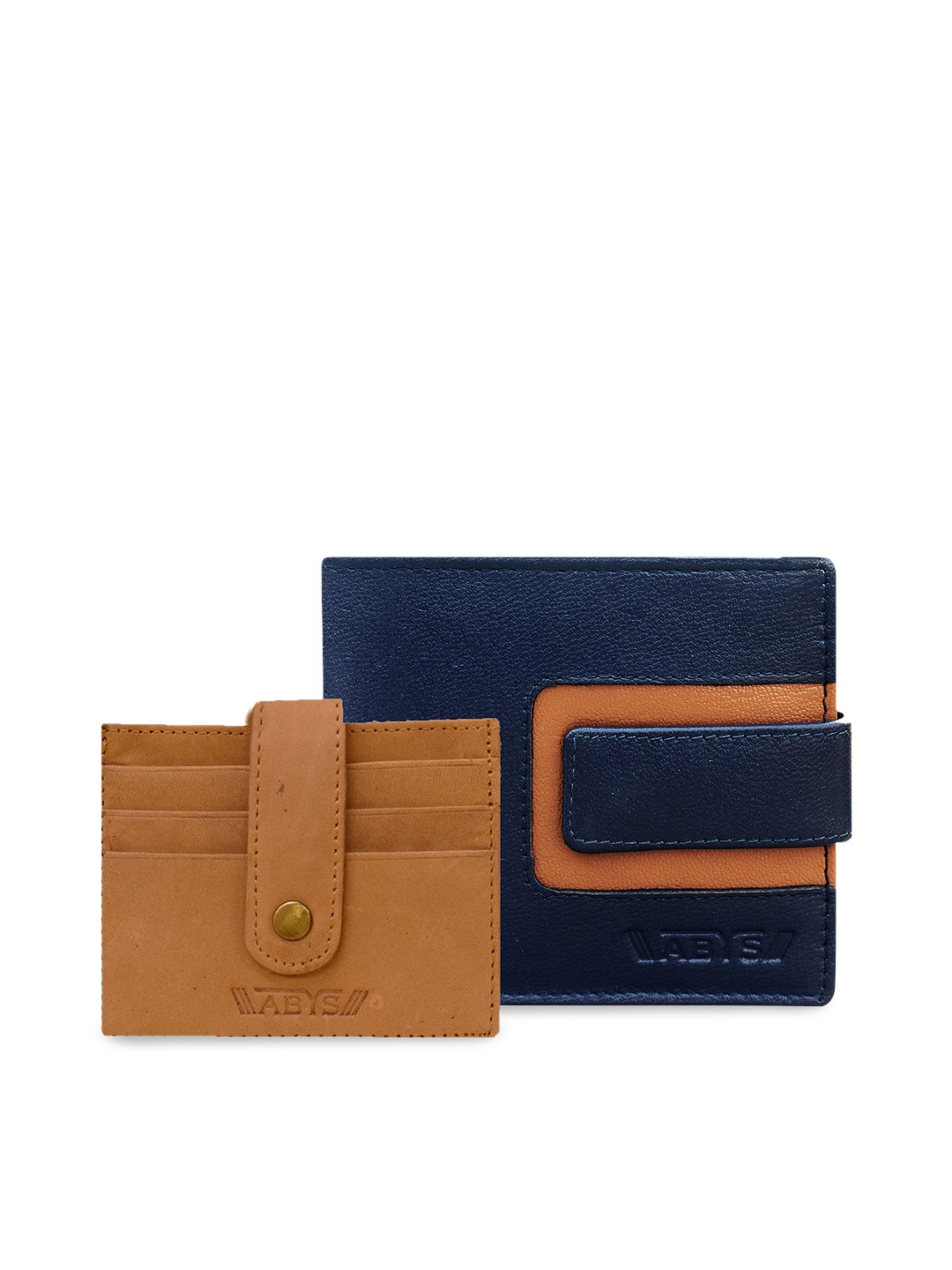 

ABYS Men Blue & Tan-Brown Solid Genuine Leather Accessory Gift Set