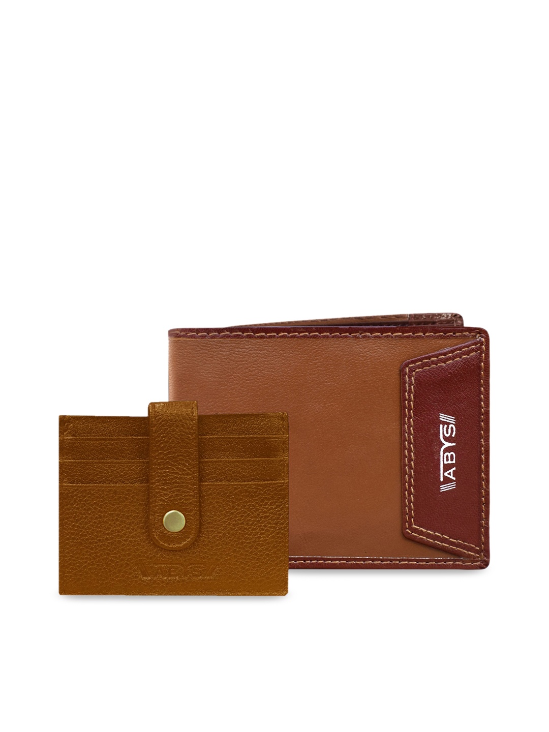 

ABYS Men Tan Solid Genuine Leather Wallet & Card Holder Accessory Gift Set