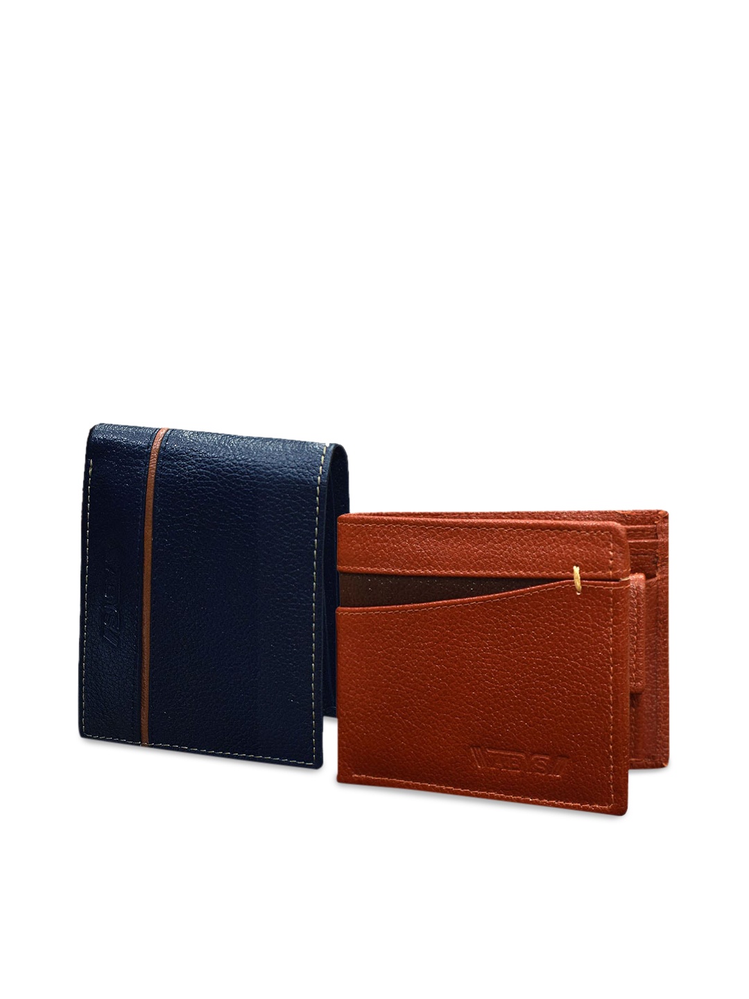 

ABYS Men Navy Blue & Brown Leather Accessory Gift Set
