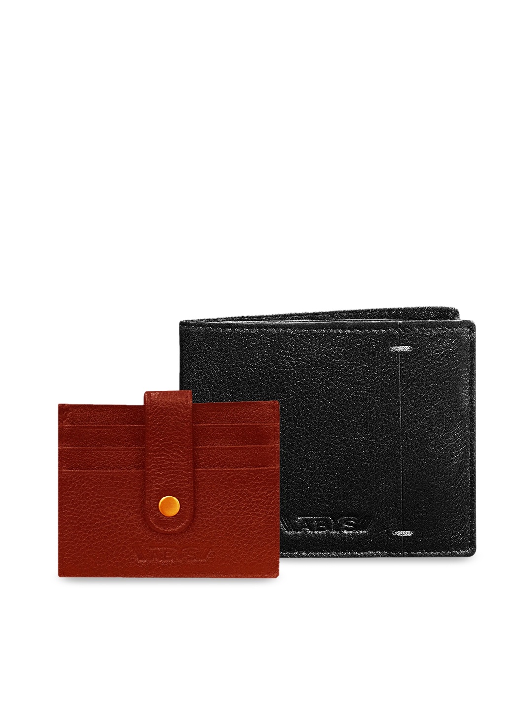 

ABYS Men Black & Red Solid Genuine Leather Wallet & Card Holder Accessory Gift Set