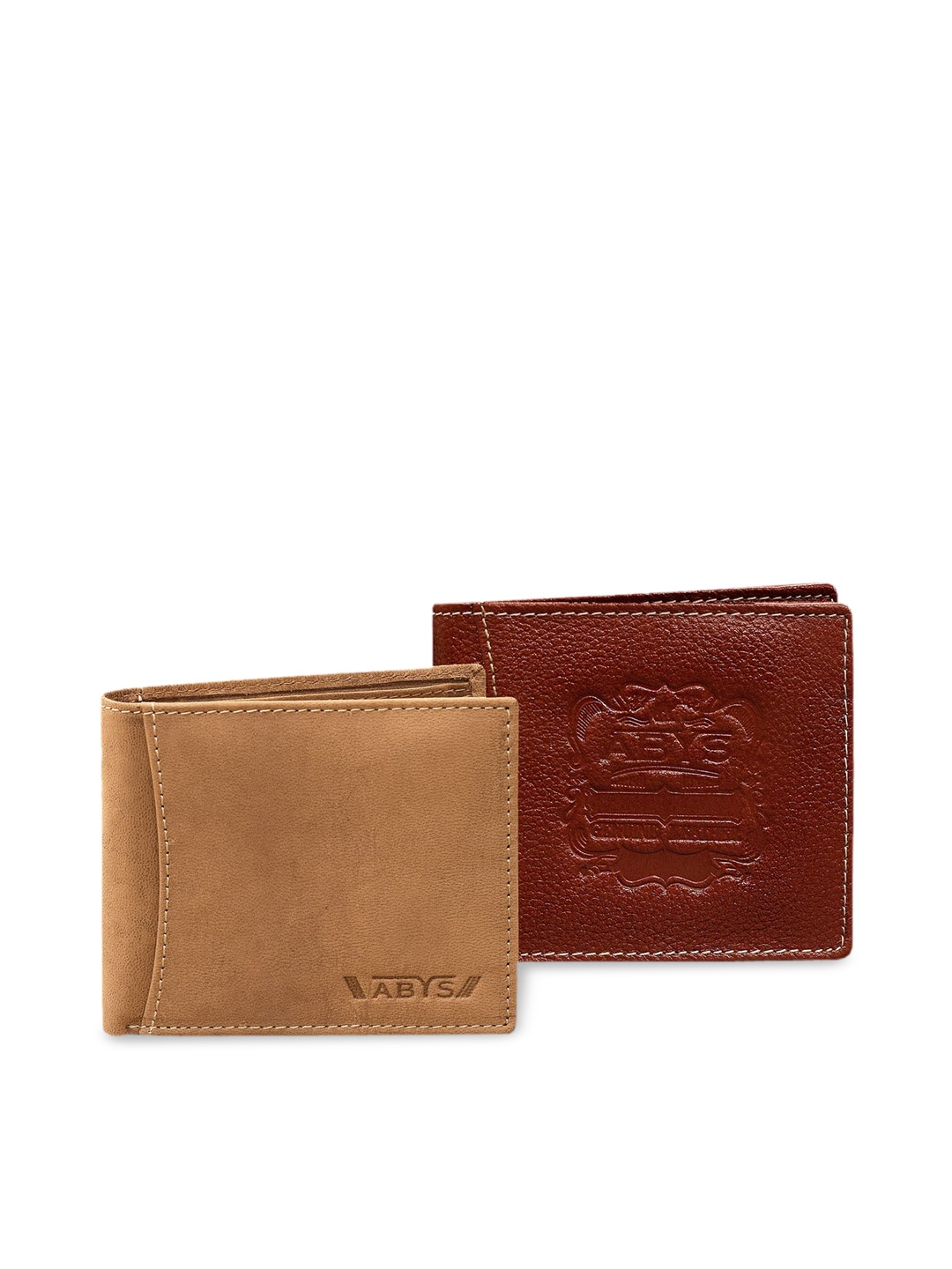 

ABYS Men Pack Of 2 Solid Genuine Leather Accessory Gift Set, Brown