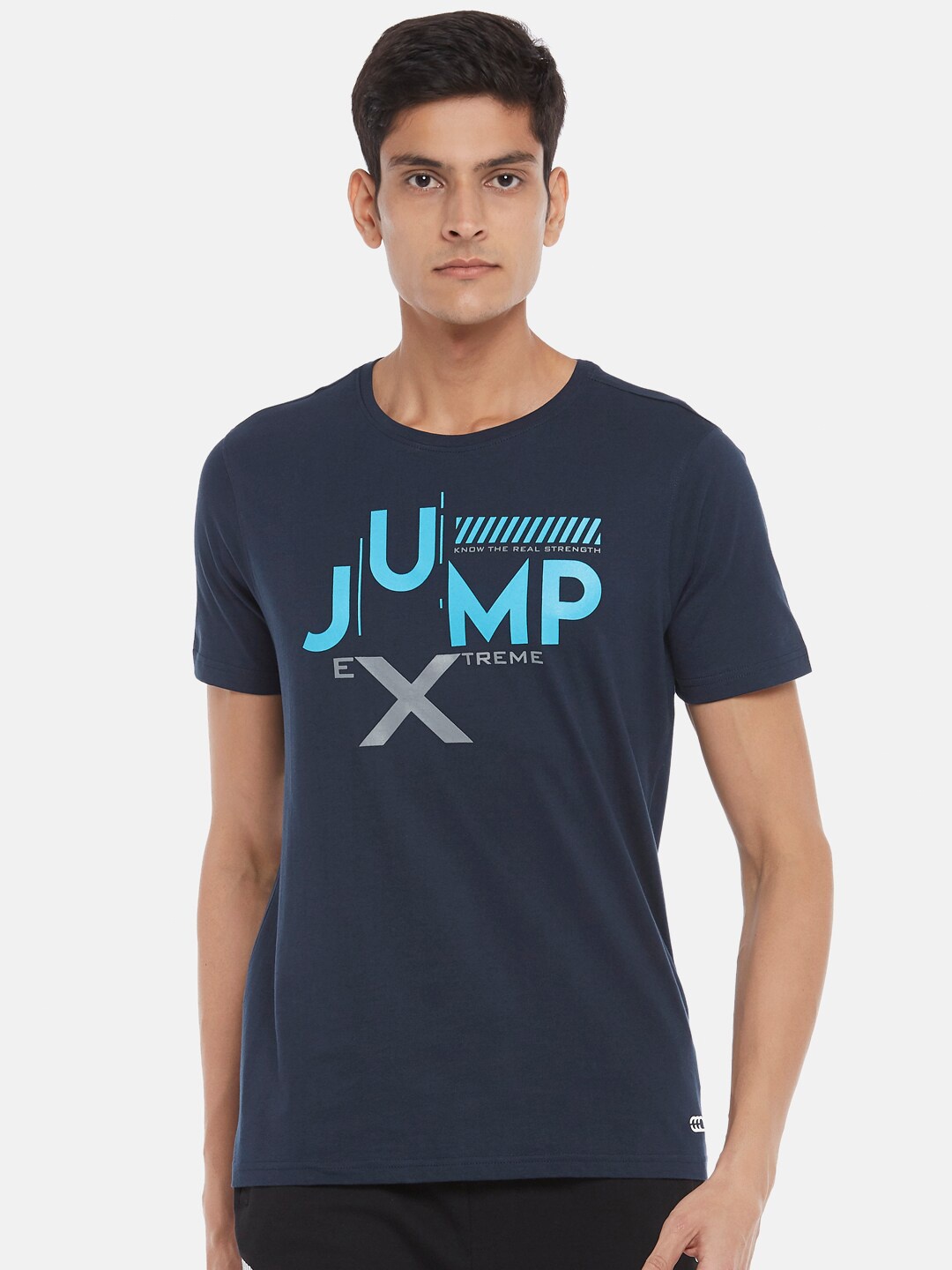 Ajile by Pantaloons Men Navy Blue Typography Printed Slim Fit T-shirt