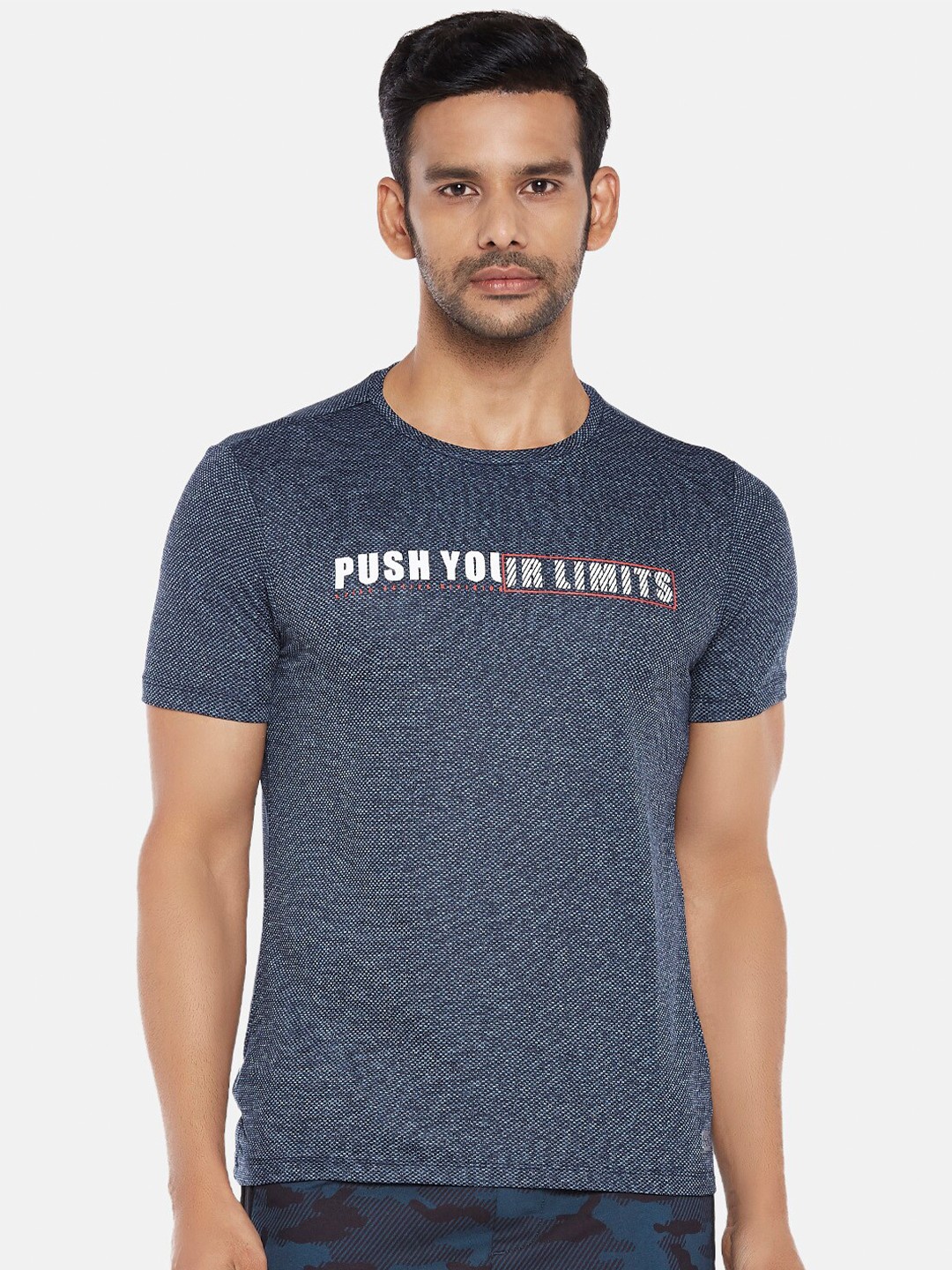 

Ajile by Pantaloons Men Navy Blue & White Typography Printed Slim Fit T-shirt