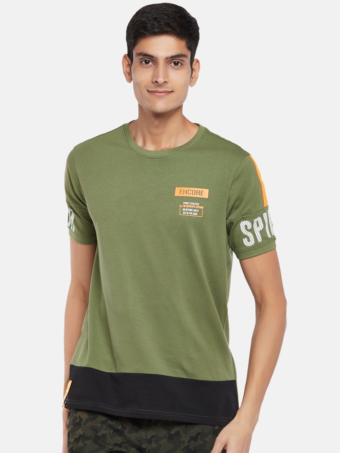 

Ajile by Pantaloons Men Olive Green Slim Fit T-shirt