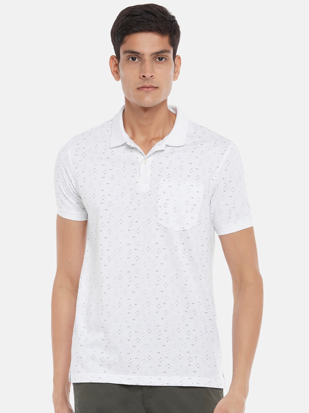 

BYFORD by Pantaloons Men White Polo Collar Slim Fit T-shirt