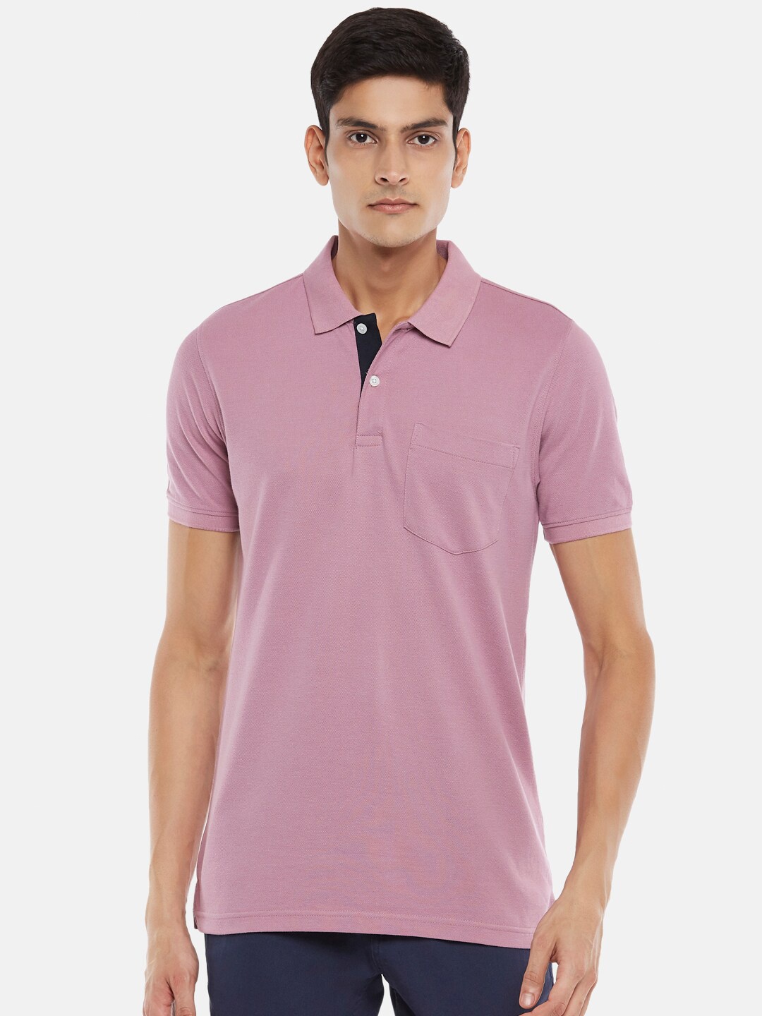 

BYFORD by Pantaloons Men Pink Polo Collar T-shirt