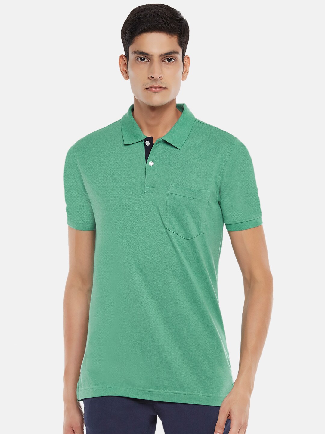 

BYFORD by Pantaloons Men Green Polo Collar T-shirt