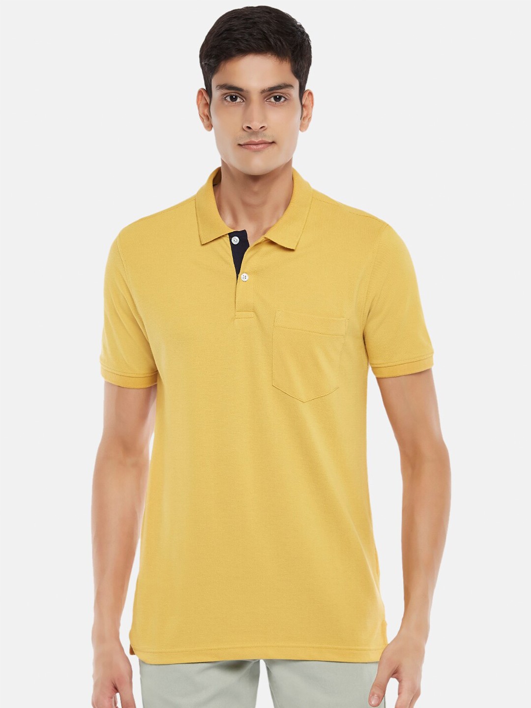 

BYFORD by Pantaloons Men Yellow Polo Collar T-shirt