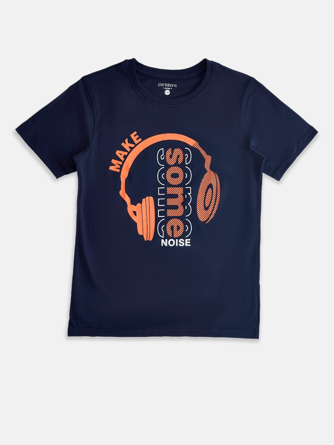 

Pantaloons Junior Boys Navy Blue Printed Cotton T-shirt