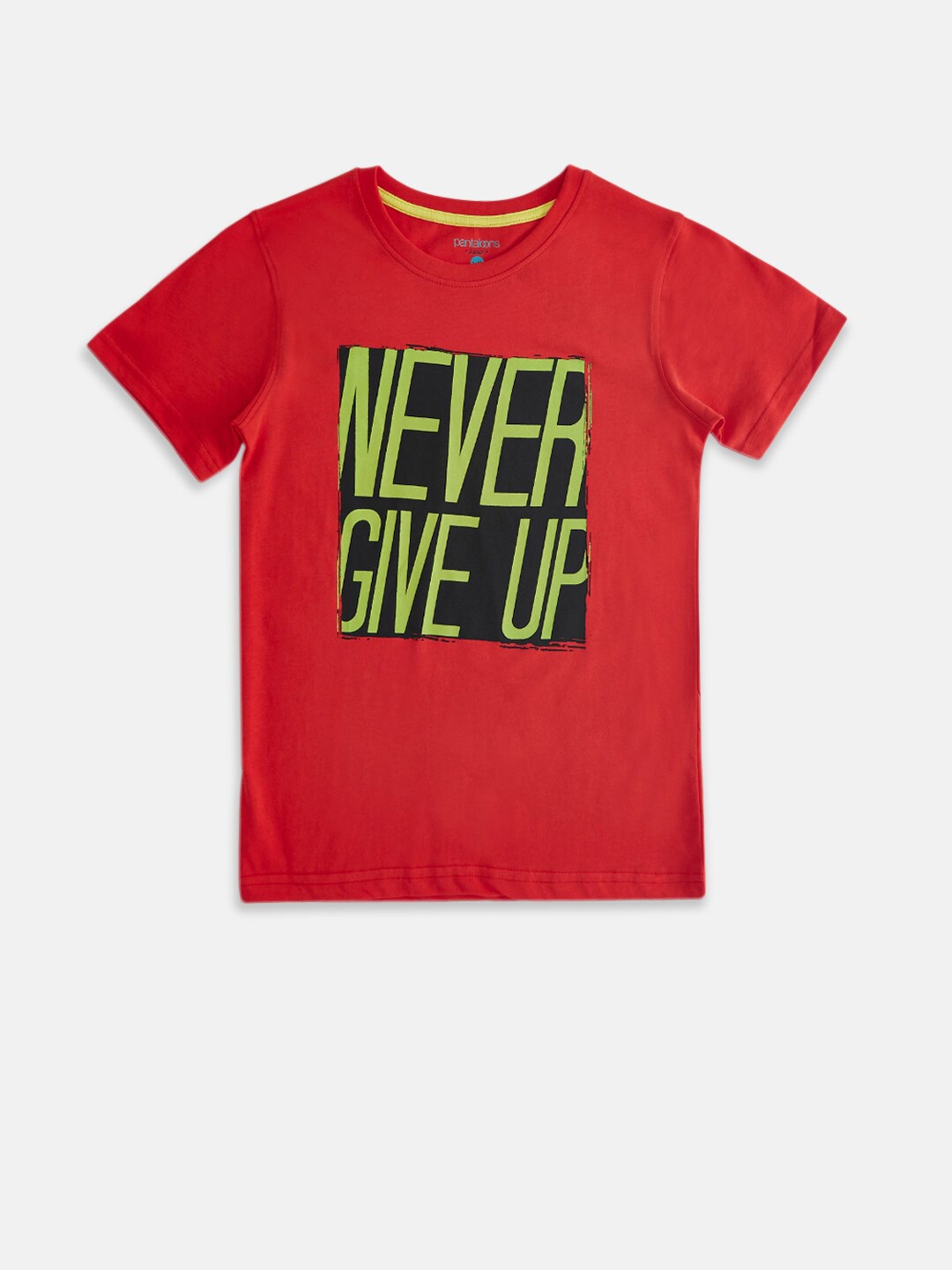 

Pantaloons Junior Boys Red & Black Typography Printed Cotton T-shirt