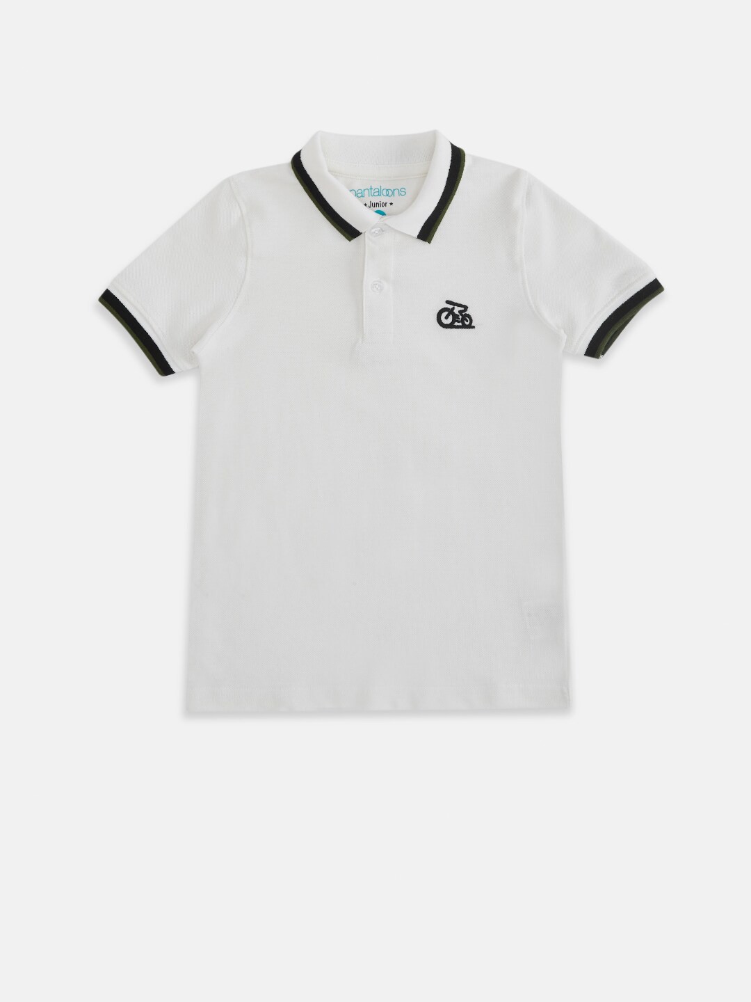

Pantaloons Junior Boys White Polo Collar T-shirt