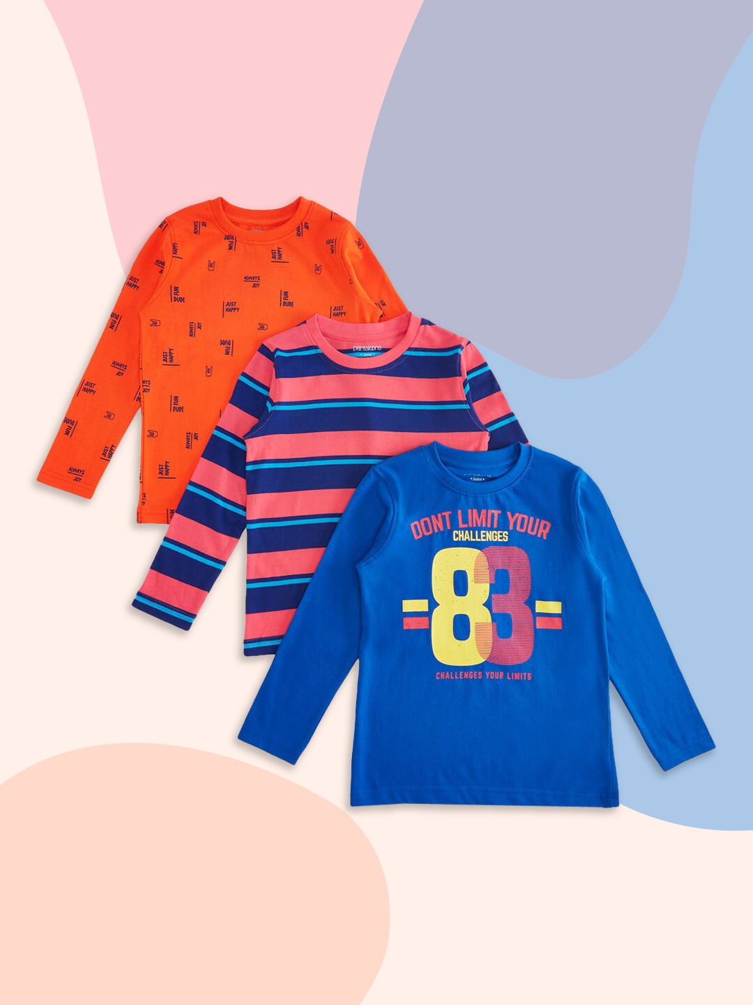 

Pantaloons Junior Boys Multicoloured Set Of 3 Printed T-shirt, Multi