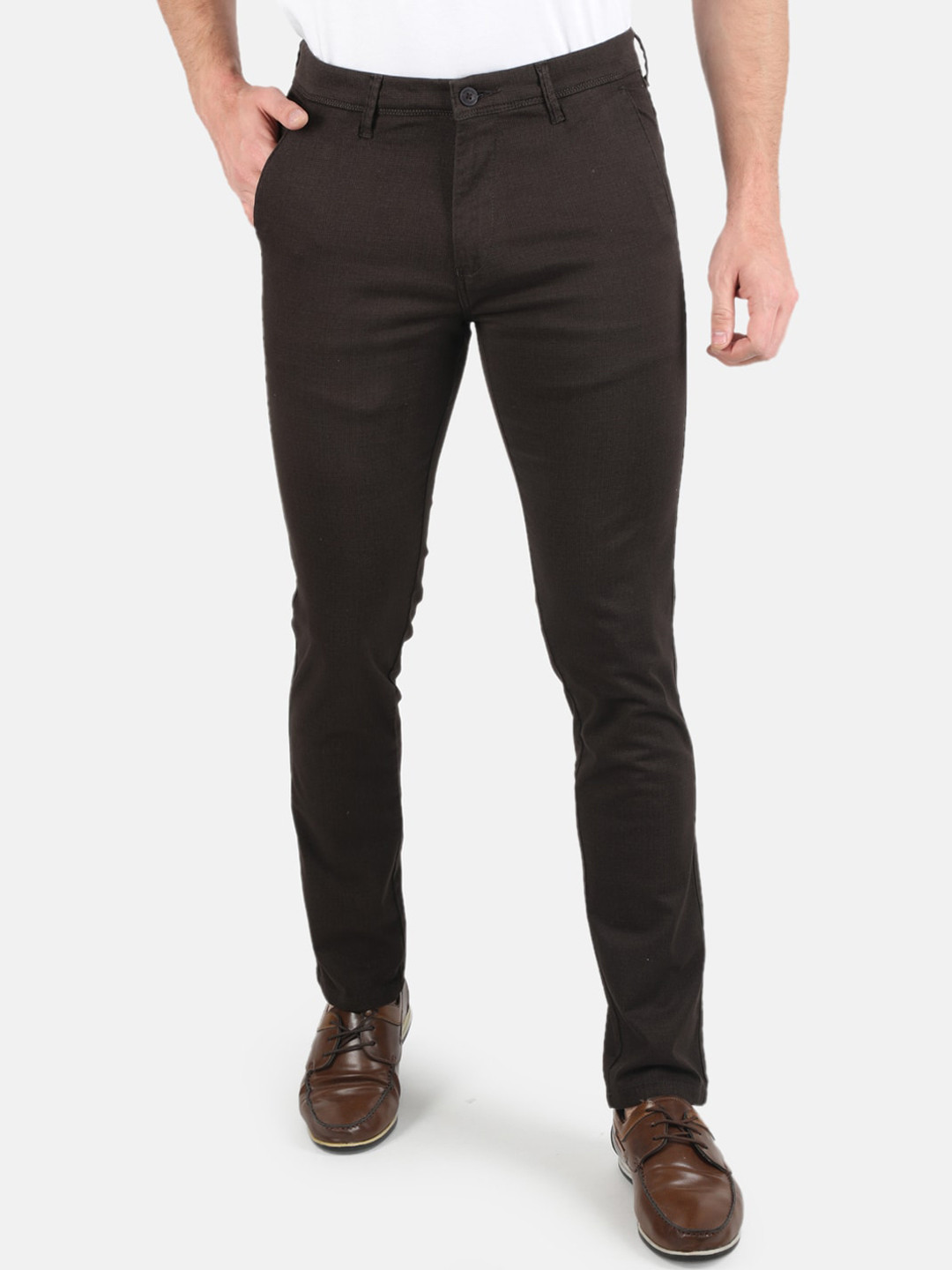 

Monte Carlo Men Coffee Brown Smart Slim Fit Trousers