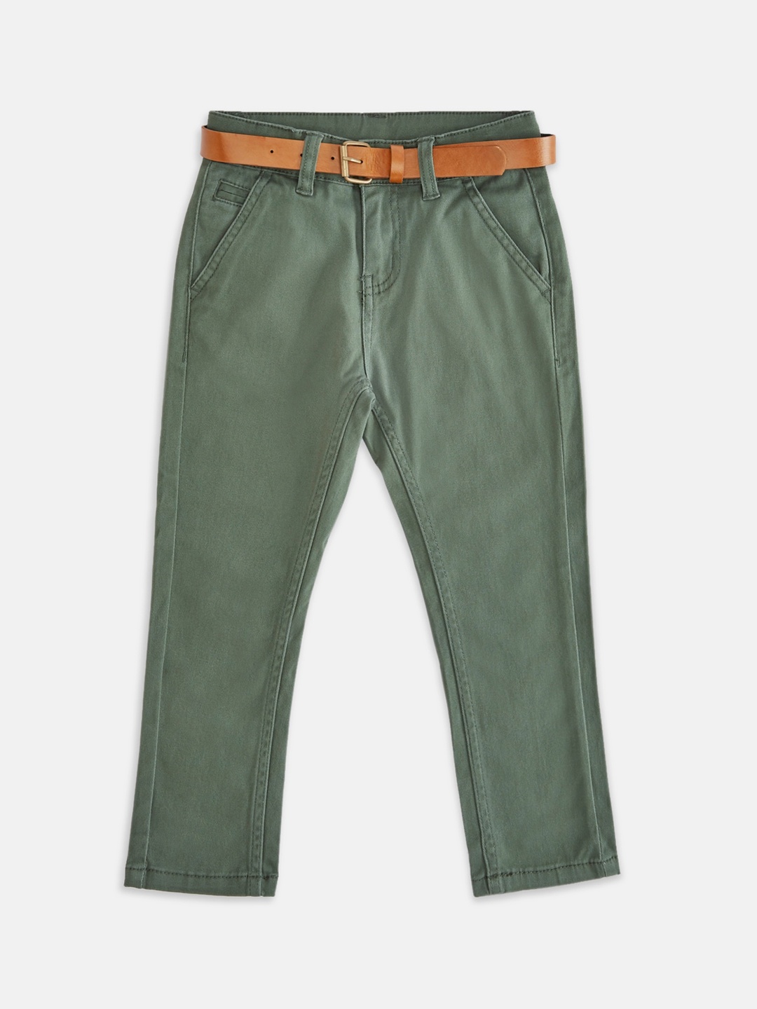 

Pantaloons Junior Boys Olive Green Solid Trousers