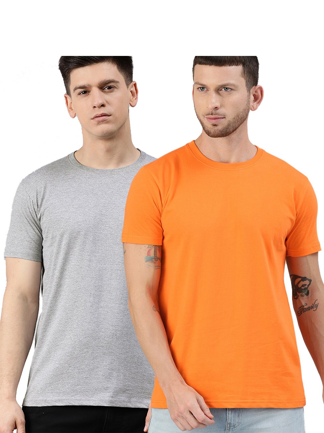 

UNSULLY Men Pack Of 2 Printed Training or Gym T-shirts, Grey