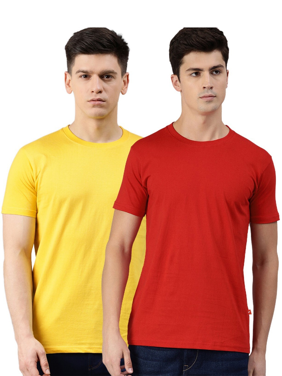 

UNSULLY Men Red & Yellow Set Of 2 Cotton T-shirt